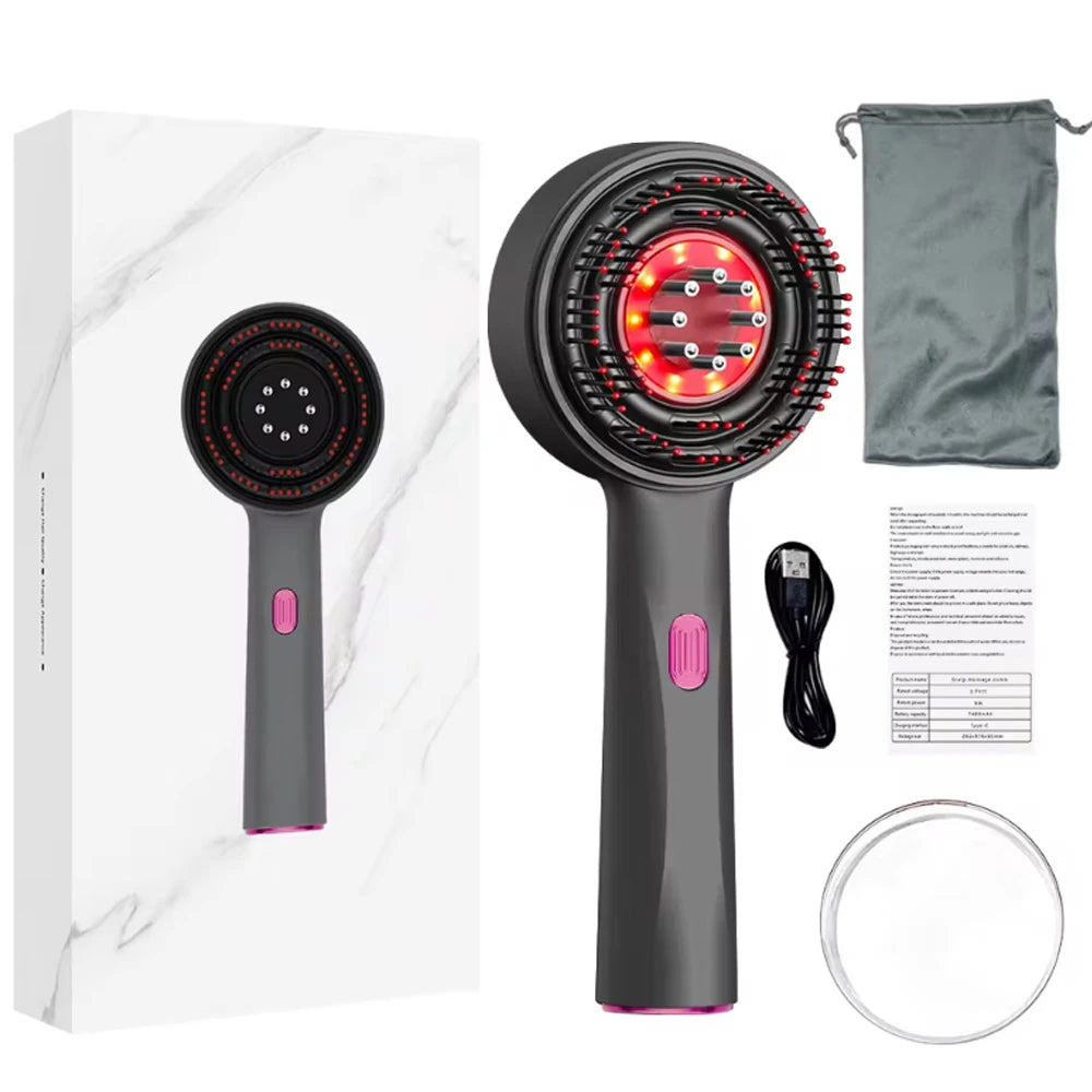 Xalea™ | Peine eléctrico para masaje del cuero cabelludo – Luz roja y aplicador de aceite – Anticaída y crecimiento capilar