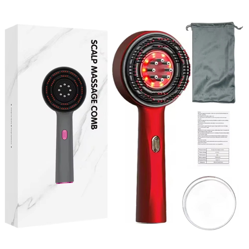 Xalea™ | Peine eléctrico para masaje del cuero cabelludo – Luz roja y aplicador de aceite – Anticaída y crecimiento capilar