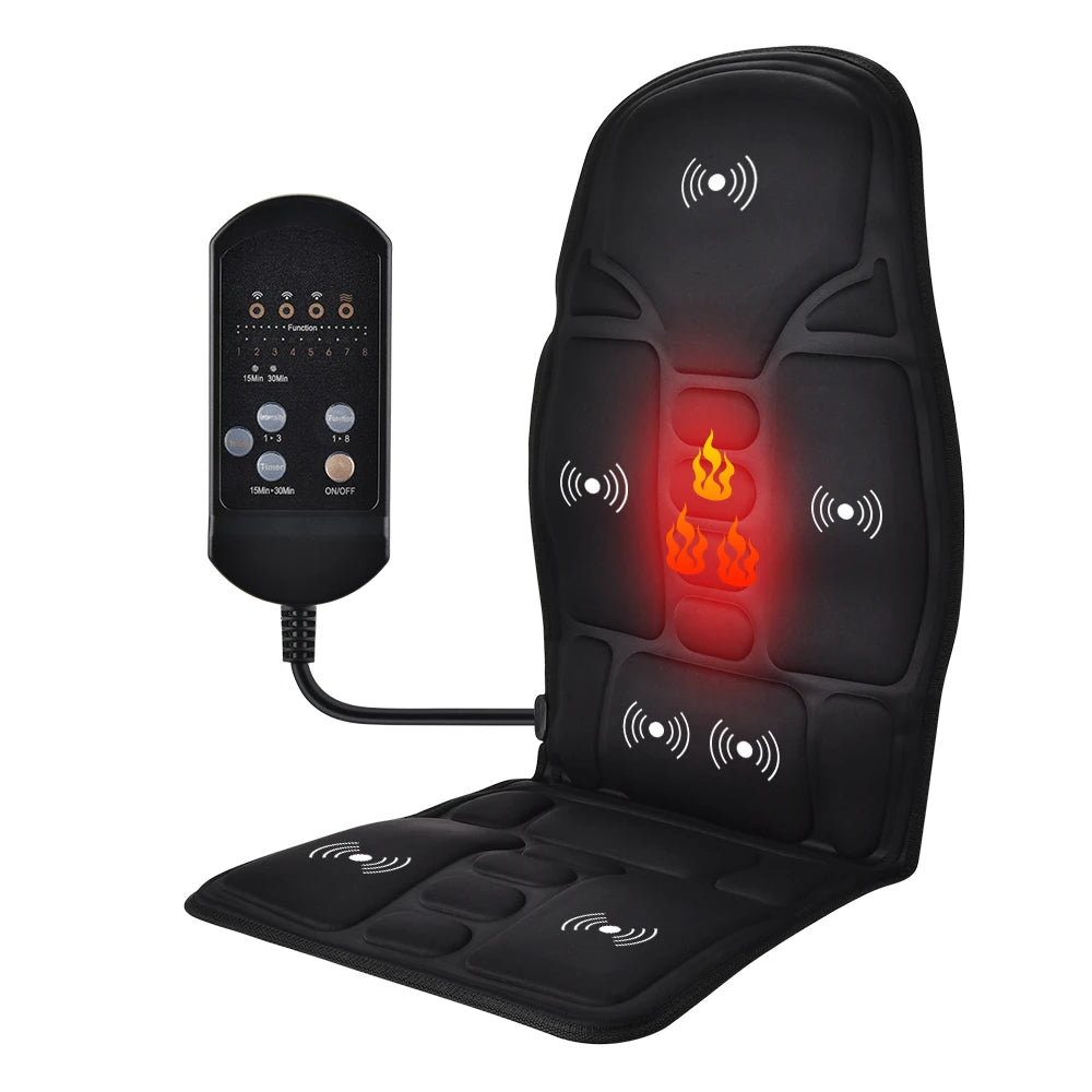 Xalea™ | Cojín de masaje eléctrico con calor y vibración – Alivia la espalda, la nuca y la zona lumbar | Para uso doméstico y en el coche