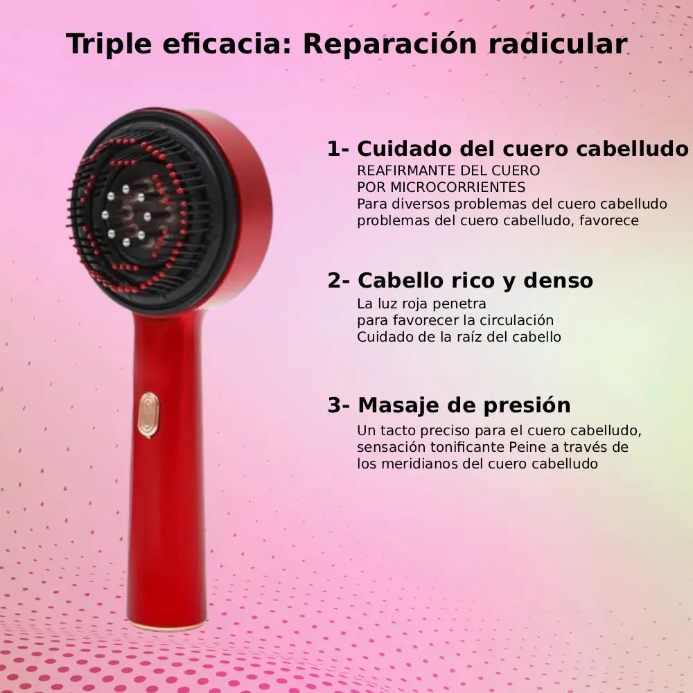 Xalea™ | Peine eléctrico para masaje del cuero cabelludo – Luz roja y aplicador de aceite – Anticaída y crecimiento capilar