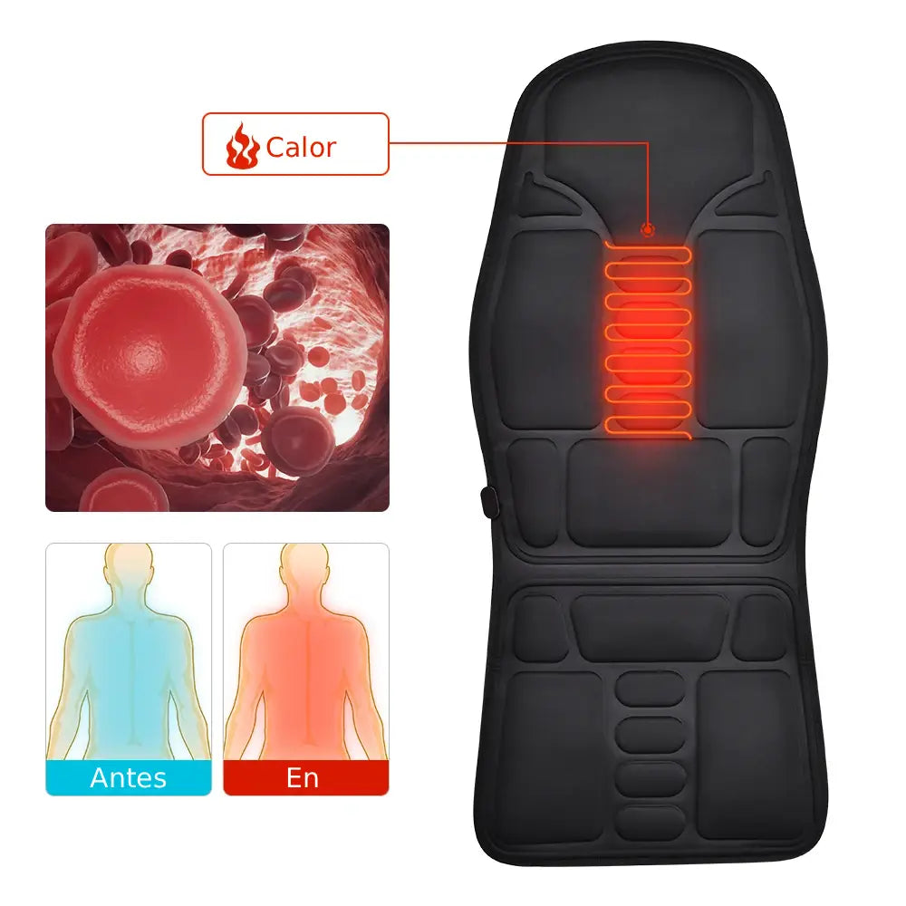 Xalea™ | Cojín de masaje eléctrico con calor y vibración – Alivia la espalda, la nuca y la zona lumbar | Para uso doméstico y en el coche