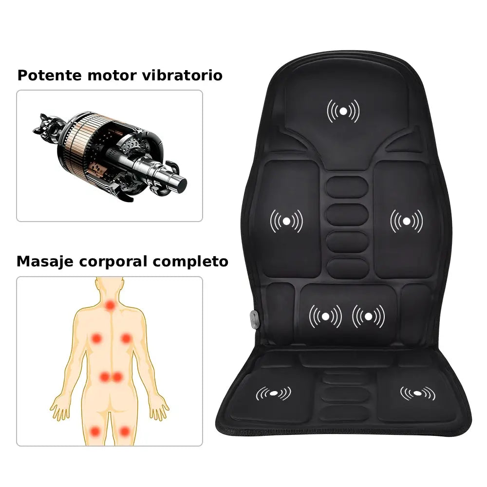 Xalea™ | Cojín de masaje eléctrico con calor y vibración – Alivia la espalda, la nuca y la zona lumbar | Para uso doméstico y en el coche