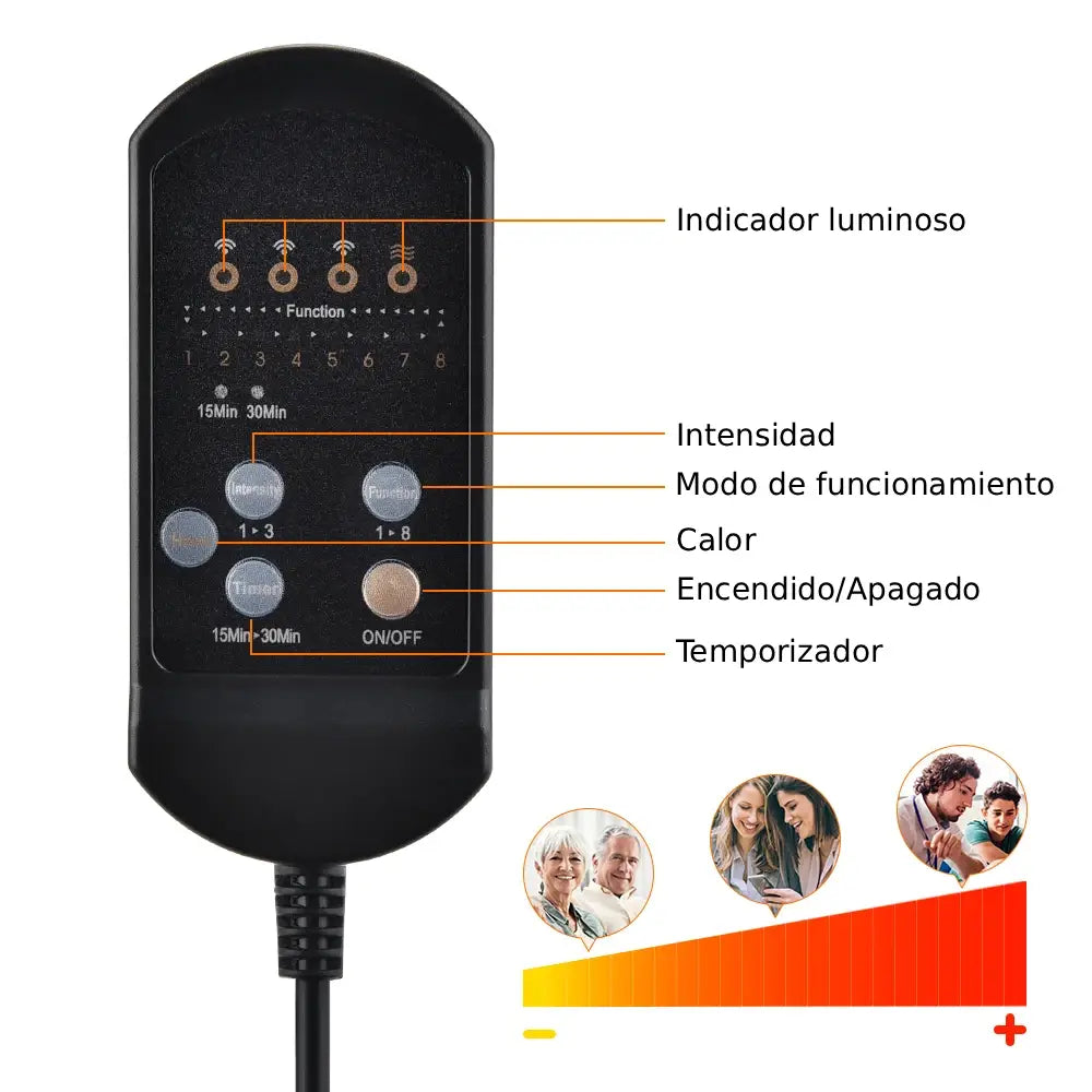 Xalea™ | Cojín de masaje eléctrico con calor y vibración – Alivia la espalda, la nuca y la zona lumbar | Para uso doméstico y en el coche